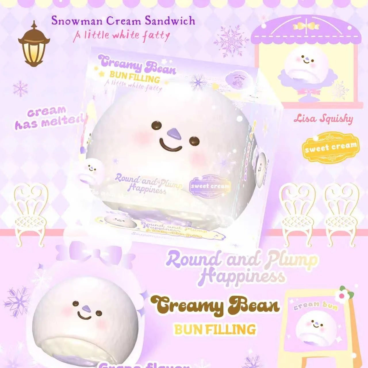 Lisa Snowman Blueberry Cream Bun Squishy